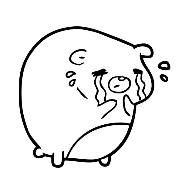 一只哭熊的线条画 — 图库矢量图片