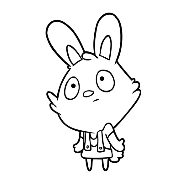 Cute Line Drawing Rabbit Shrugging Shoulders — Stock Vector