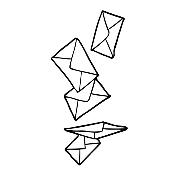 Dessin Trait Une Enveloppe Tombant — Image vectorielle