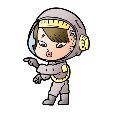 vektör çizim karikatür astronot kadın
