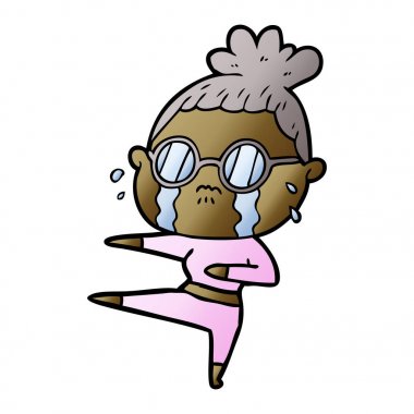 çizgi film ağlayan kadın gözlük takıyor