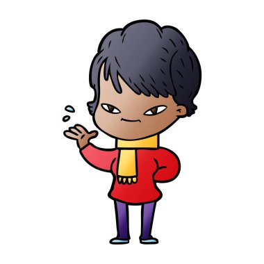 vektör çizim karikatür mutlu kadın