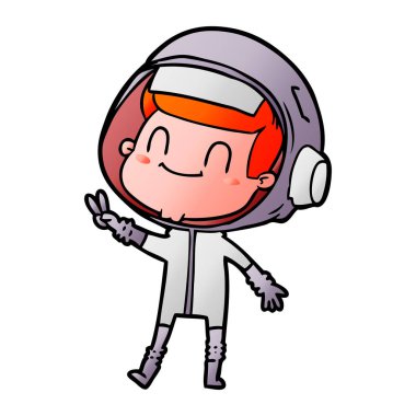 mutlu karikatür astronot vektör çizim