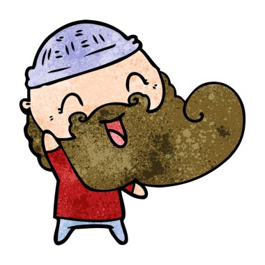 Sakal ve kış şapka ile mutlu adam