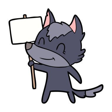 vektör çizim dostu karikatür kurt