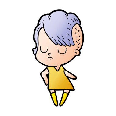 Çizgi filmdeki kadının vektör çizimi