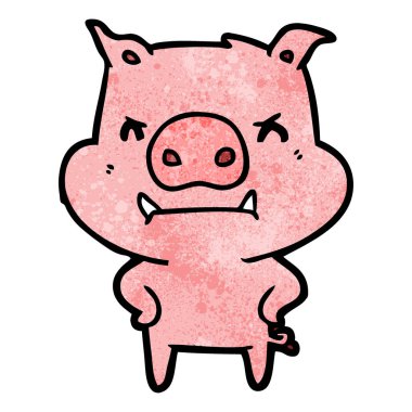 kızgın çizgi film domuz vektör çizim