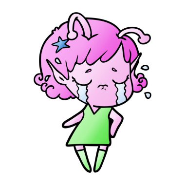 ağlayan uzaylı kız çizgi film