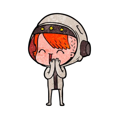 kıkırdayarak karikatür alan kız