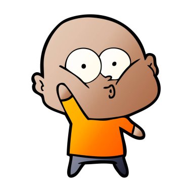 karikatür kel adam bakıyor