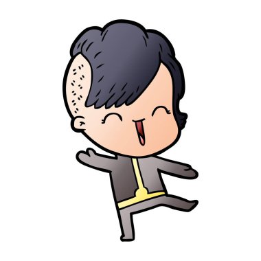 uzay giysisi giyen karikatür mutlu hippi kız