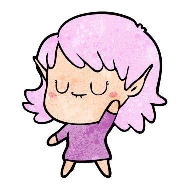 mutlu karikatür elf kızı