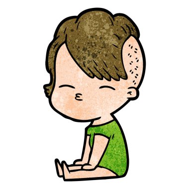 çizgi film kız gözlerini kısarak vektör çizim