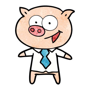 office giysili neşeli domuz