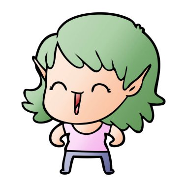 vektör çizim karikatür elf kızı