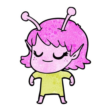 gülümseyen uzaylı kız çizgi film