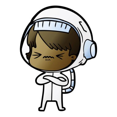 vektör çizim karikatür astronot kadın