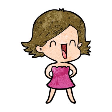 vektör çizim karikatür mutlu kadın