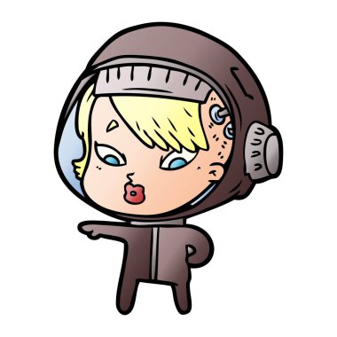 vektör çizim karikatür astronot kadın