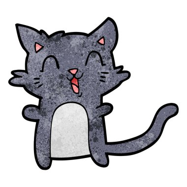 vektör çizim karikatür mutlu kedi