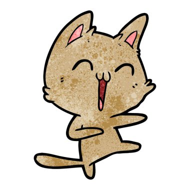 vektör çizim karikatür mutlu kedi