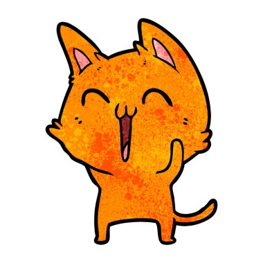 vektör çizim karikatür mutlu kedi
