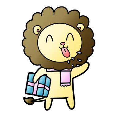 mutlu karikatür aslan vektör çizim