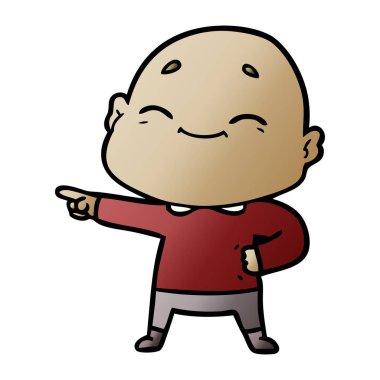 mutlu karikatür kel adam