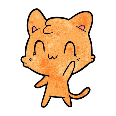 vektör çizim karikatür mutlu kedi