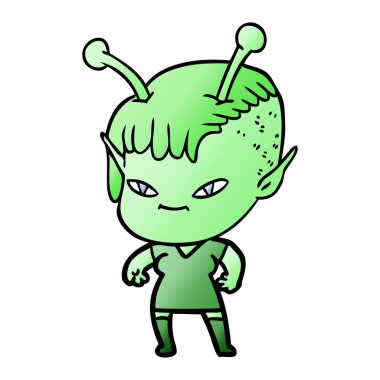 sevimli çizgi uzaylı kız