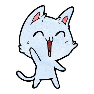 vektör çizim karikatür mutlu kedi