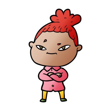 Çizgi filmdeki kadının vektör çizimi