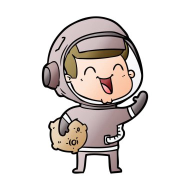 mutlu karikatür astronot vektör çizim