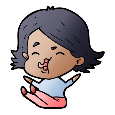 çizgi film kız yüz çekerek