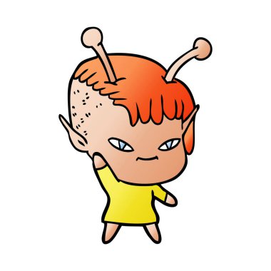 sevimli çizgi uzaylı kız