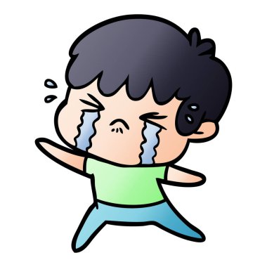 vektör çizim karikatür çocuk ağlıyor