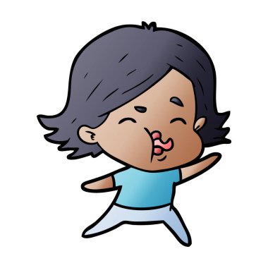 çizgi film kız yüz çekerek