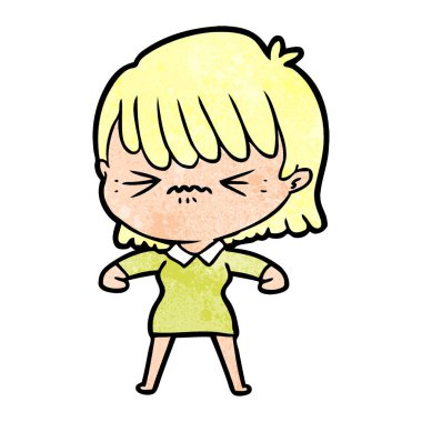 rahatsız çizgi film kız vektör çizim