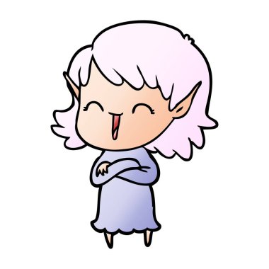 vektör çizim karikatür elf kızı