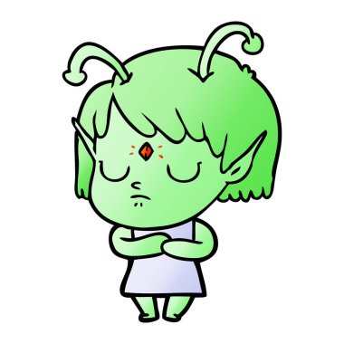 vektör çizim karikatür uzaylı kız