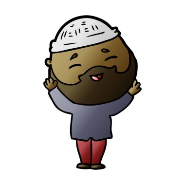 Çizgi film mutlu sakallı adam