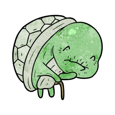 baston ile sevimli çizgi eski kaplumbağa