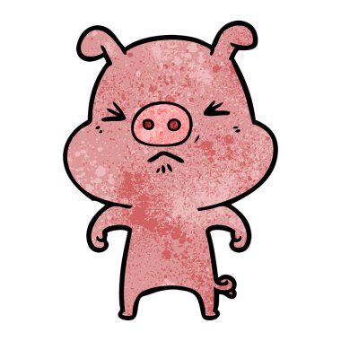 vektör çizim karikatür kızgın domuz