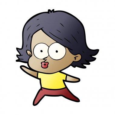 surat asmayı çizgi film kız vektör çizim