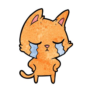 vektör çizim karikatür kedi ağlama