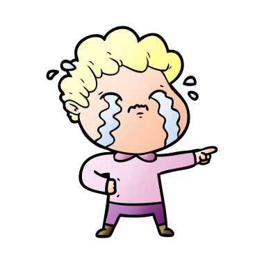 vektör çizim karikatür adam ağlıyor