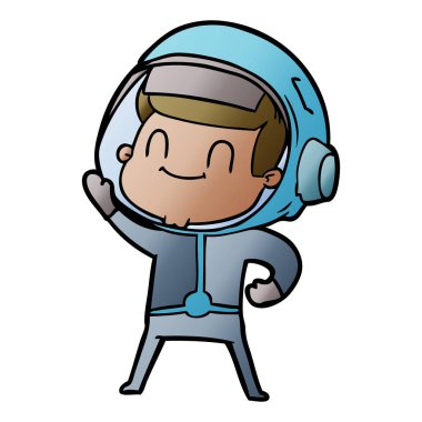 mutlu karikatür astronot vektör çizim