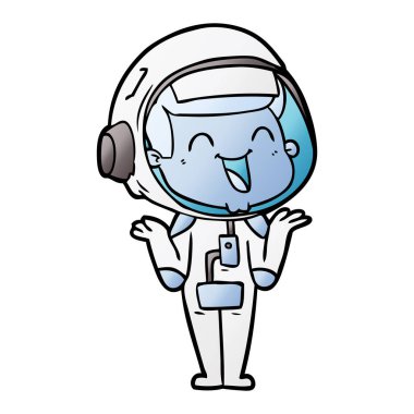 mutlu karikatür astronot vektör çizim