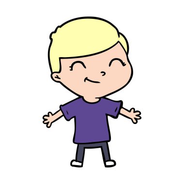 çizgi film çocuk gülümseyen vektör çizim