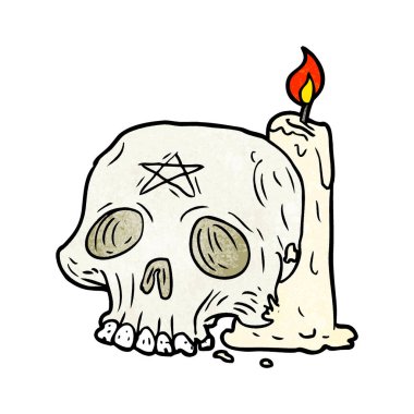 Çizgi Film ürkütücü kafatası ve mum